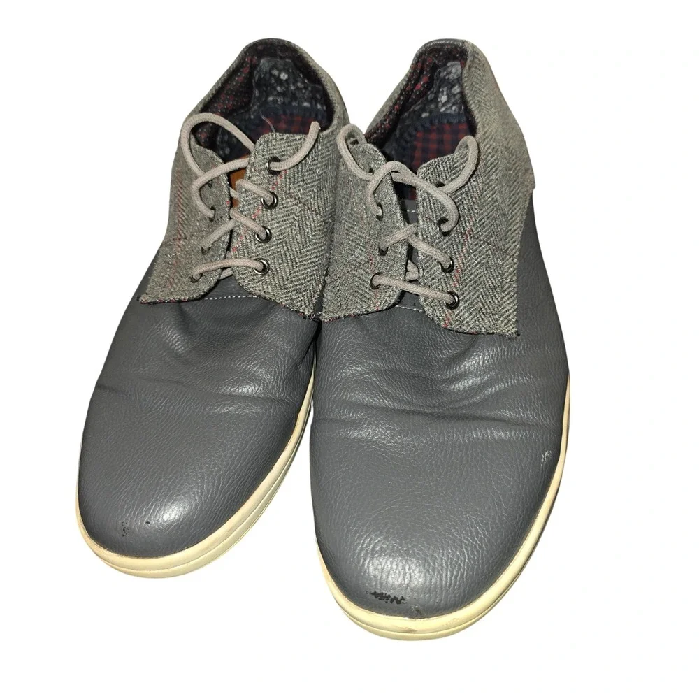 Gray Leather Dress Shoes Casual Lace Up‎ Oxford Style Comfort Mens 10